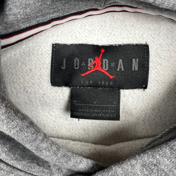 Jordan Jumpman Grey Fleece Hoodie Pullover Athletic Casual Size M FV7281-091 - Picture 3 of 10
